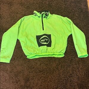 80’s Vintage Neon Green Pullover Windbreaker Jacket